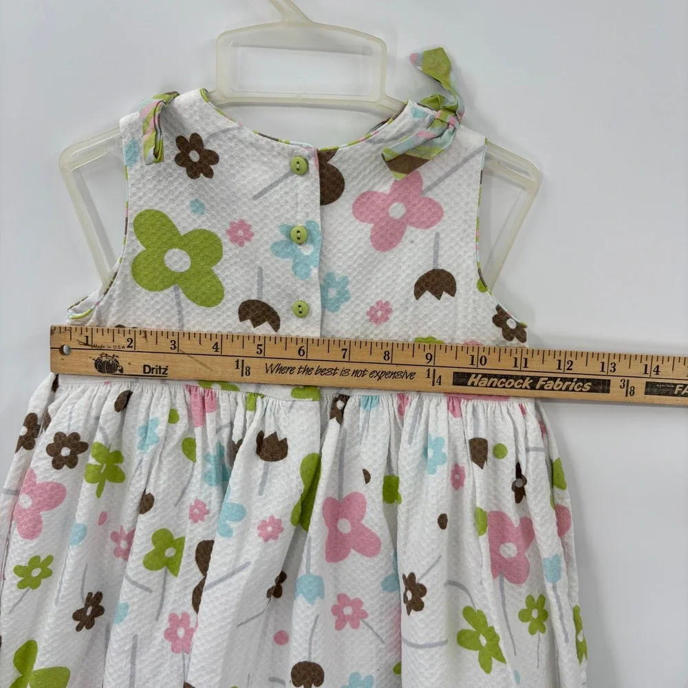 Sarah Louise Floral Dress Kids 2Y White Hand Embroidered Seersucker Easter Bows